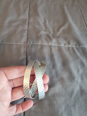 Plunder "SILVER STACK" Textured Double Hoop Silver Bracelet